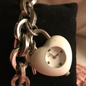 Ladies Silver Link Bracelet with White Charm Watch